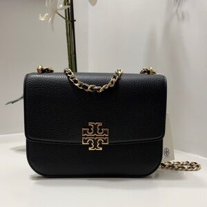 NWT Tory Burch Black and Gold Small Adjustable Shoulder Crossbody Bag